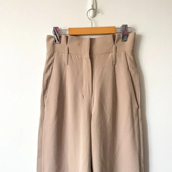 Aritzia Babaton Jermaine High Waist Wide Leg Power Pants Trousers Beige Size 4 - Picture 6 of 9